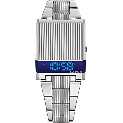 Bulova Computron Montre en acier inoxydable pour homme série Archive, Acier inoxydable argenté/affichage LED bleu, Einheitsgröße, Série archive : Computron 96C139 Bulova Computron Montre en acier inoxydable pour homme série Archive, Acier inoxydable argenté/affichage LED bleu, Einheitsgröße, Série archive : Computron 96C139