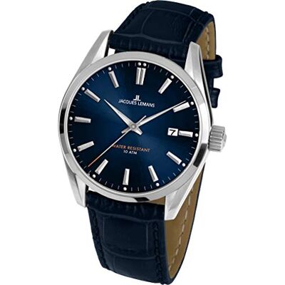 JACQUES LEMANS Derby 1-1859C Montre pour homme en acier inoxydable massif avec bracelet en cuir, Bracelet JACQUES LEMANS Derby 1-1859C Montre pour homme en acier inoxydable massif avec bracelet en cuir, Bracelet