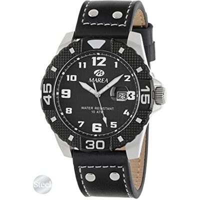 Marea B35315/1 Montre en cuir pour homme Noir, sangle Marea B35315/1 Montre en cuir pour homme Noir, sangle