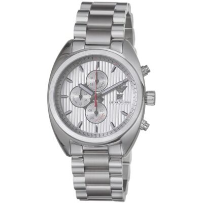 Giorgio Armani AR5958 Montre Homme Quartz Analogique Chronomètre Bracelet Acier Inoxydable Plaqué Argent, Argent/Argent, bracelet Giorgio Armani AR5958 Montre Homme Quartz Analogique Chronomètre Bracelet Acier Inoxydable Plaqué Argent, Argent/Argent, bracelet