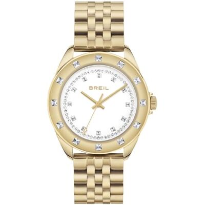 BREIL Montre collection Hyper Cadran analogique Mouvement Temps uniquement Quartz 3H et bracelet en acier pour femme, or, Taglia Unica, Moderne, décontracté BREIL Montre collection Hyper Cadran analogique Mouvement Temps uniquement Quartz 3H et bracelet en acier pour femme, or, Taglia Unica, Moderne, décontracté