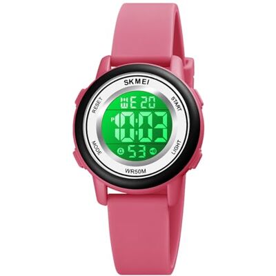 Alienwork Montre numérique pour enfants garçons filles étanche 5 ATM Sport, Rose/Multicolore/Bracelet en silicone Rose, Sangle Alienwork Montre numérique pour enfants garçons filles étanche 5 ATM Sport, Rose/Multicolore/Bracelet en silicone Rose, Sangle