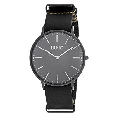 Liu Jo Navy Montre pour Homme en Cuir Noir, Noir, Bande Liu Jo Navy Montre pour Homme en Cuir Noir, Noir, Bande