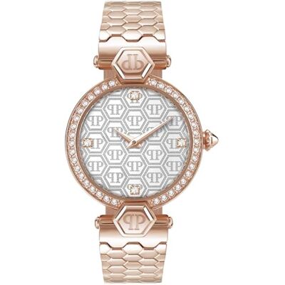 Philipp Plein Plein Couture Montre analogique à Quartz pour Femme, Ip-rosé, Bracelet Philipp Plein Plein Couture Montre analogique à Quartz pour Femme, Ip-rosé, Bracelet