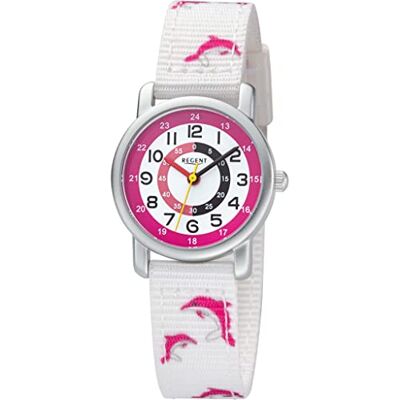 REGENT Montre pour fille à quartz analogique 32020398, blanc/rose, One Size REGENT Montre pour fille à quartz analogique 32020398, blanc/rose, One Size