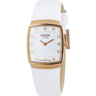 Boccia B3237-03 Montre Femme Quartz Analogique Bracelet Cuir Blanc Boccia B3237-03 Montre Femme Quartz Analogique Bracelet Cuir Blanc