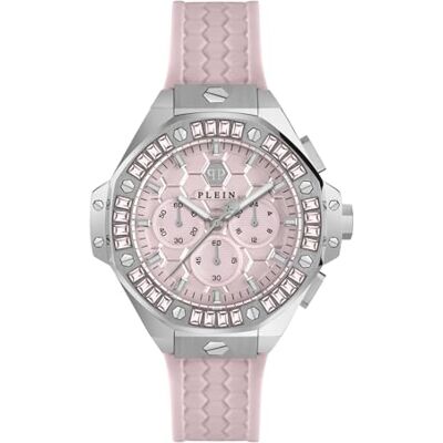 Philipp Plein Plein $KELETON ROYAL Montre analogique automatique unisexe 42 mm, Argenté/rose/rose Pwpsa0524, bracelet Philipp Plein Plein $KELETON ROYAL Montre analogique automatique unisexe 42 mm, Argenté/rose/rose Pwpsa0524, bracelet