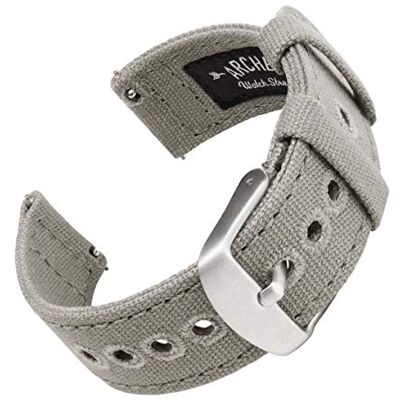 Archer Watch Straps Bracelets de Montre en Toile à Dégagement Rapide (Gris Cendré, 22mm) Archer Watch Straps Bracelets de Montre en Toile à Dégagement Rapide (Gris Cendré, 22mm)
