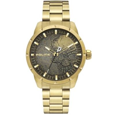 Police Homme Analogique Quartz Montre avec Bracelet en Acier Inoxydable PL15715JSG.02AM, Or, taille unique, Bracelet Police Homme Analogique Quartz Montre avec Bracelet en Acier Inoxydable PL15715JSG.02AM, Or, taille unique, Bracelet