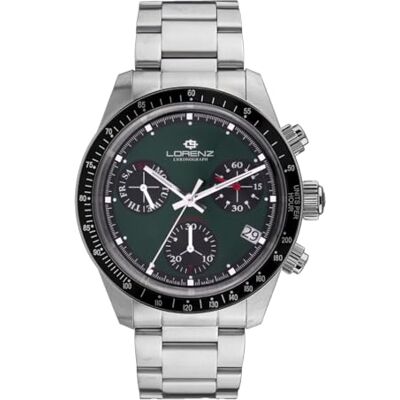 Lorenz California 090003GR Montre de sport pour homme Chronographe à quartz suisse en acier Lorenz California 090003GR Montre de sport pour homme Chronographe à quartz suisse en acier