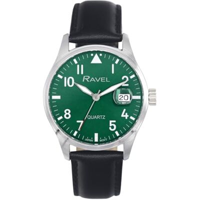 Ravel Plus RPD-01-04 Montre pour homme avec calendrier rond 3 ATM avec verre saphir et cadran soleil analogique japonais 40 mm Ravel Plus RPD-01-04 Montre pour homme avec calendrier rond 3 ATM avec verre saphir et cadran soleil analogique japonais 40 mm