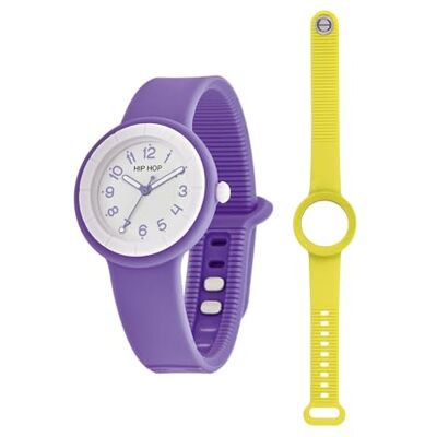 HIP HOP Montre femme, collection SPECIAL PACK, mouvement à quartz analogique, résistant à l'eau jusqu'à 50 mètres, bracelet en silicone, longueur réglable, idées cadeaux pour femme, aubergine, 34 HIP HOP Montre femme, collection SPECIAL PACK, mouvement à quartz analogique, résistant à l'eau jusqu'à 50 mètres, bracelet en silicone, longueur réglable, idées cadeaux pour femme, aubergine, 34