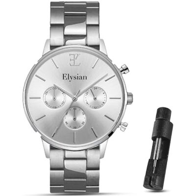 Elysian Montre chronographe à quartz analogique pour femme 38 mm Étanche 5 ATM Verre saphir Mode Business Montre avec mouvement Seiko pour femme, Chrono Argent / Bracelet à maillons argentés / 38 mm Elysian Montre chronographe à quartz analogique pour femme 38 mm Étanche 5 ATM Verre saphir Mode Business Montre avec mouvement Seiko pour femme, Chrono Argent / Bracelet à maillons argentés / 38 mm