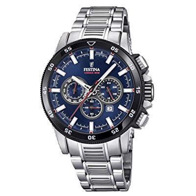 Festina Montre chronographe à quartz pour homme avec bracelet en acier inoxydable F20352/3, bleu, bracelet Festina Montre chronographe à quartz pour homme avec bracelet en acier inoxydable F20352/3, bleu, bracelet