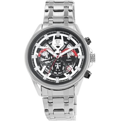 Pierrini Montre chronographe pour homme En acier inoxydable Avec chronomètre, date et affichage 24 heures Montre à quartz sportive avec boîte cadeau Montre pour homme, Argenté/noir et blanc Pierrini Montre chronographe pour homme En acier inoxydable Avec chronomètre, date et affichage 24 heures Montre à quartz sportive avec boîte cadeau Montre pour homme, Argenté/noir et blanc