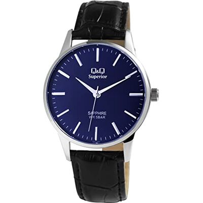 Q&Q Superior S280J322Y Montre à quartz analogique pour homme en cuir 5 bar, bracelet, Schwarz, bracelet Q&Q Superior S280J322Y Montre à quartz analogique pour homme en cuir 5 bar, bracelet, Schwarz, bracelet
