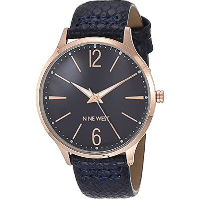 Nine West NW/2560 Montre bracelet serpent pour femme, Bleu Marine/Or Rose., Sangle Nine West NW/2560 Montre bracelet serpent pour femme, Bleu Marine/Or Rose., Sangle