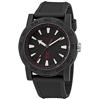 Nautica N83 N83 Ayia Triada Montre pour homme avec bracelet en fibre PU Noir (modèle : NAPATF203), Noir, Sangle Nautica N83 N83 Ayia Triada Montre pour homme avec bracelet en fibre PU Noir (modèle : NAPATF203), Noir, Sangle