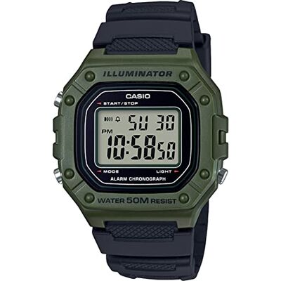 Casio W-218H-1AVCF Montre classique à quartz noir avec affichage numérique pour homme, Noir/vert, 43 mm., Montre à quartz Casio W-218H-1AVCF Montre classique à quartz noir avec affichage numérique pour homme, Noir/vert, 43 mm., Montre à quartz