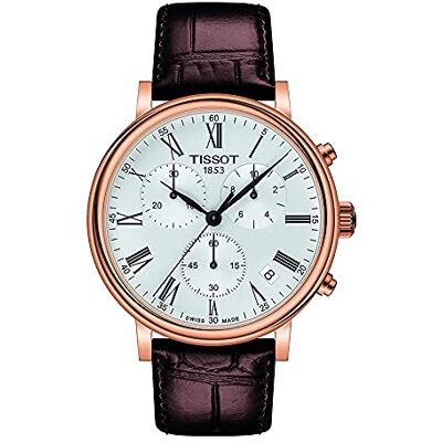 Tissot Carson T1224173603300 Montre à quartz suisse avec boîtier en acier inoxydable 316L et bracelet en cuir Marron Taille 20, Marron, sangle Tissot Carson T1224173603300 Montre à quartz suisse avec boîtier en acier inoxydable 316L et bracelet en cuir Marron Taille 20, Marron, sangle