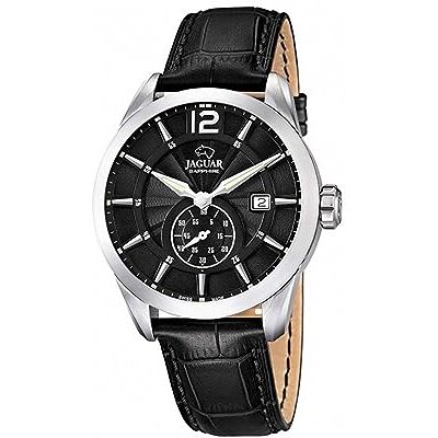 JAGUAR Watches-J663/4-Montre Homme-Quartz Analogique-Bracelet Cuir Noir, Noir/Noir, Classique JAGUAR Watches-J663/4-Montre Homme-Quartz Analogique-Bracelet Cuir Noir, Noir/Noir, Classique