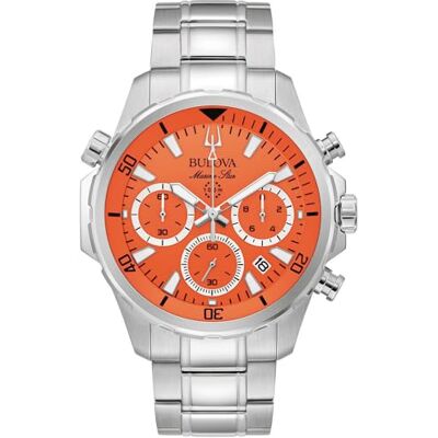 Bulova Montre à quartz analogique pour homme avec bracelet en acier inoxydable 96B395, Orange, Bracelet Bulova Montre à quartz analogique pour homme avec bracelet en acier inoxydable 96B395, Orange, Bracelet
