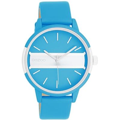 Oozoo Montre pour femme avec bracelet en cuir Color Line avec insert dans le cadran 42 mm de diamètre Couleurs fluo Oozoo Montre pour femme avec bracelet en cuir Color Line avec insert dans le cadran 42 mm de diamètre Couleurs fluo