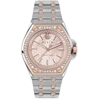 Philipp Plein Plein Extreme Montre analogique à quartz pour femme en acier inoxydable, Bicolore/argent Pwjaa1323, Bracelet Philipp Plein Plein Extreme Montre analogique à quartz pour femme en acier inoxydable, Bicolore/argent Pwjaa1323, Bracelet