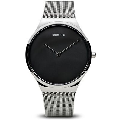 BERING Montre-bracelet à quartz analogique unisexe classique avec bracelet en acier inoxydable et verre saphir 12138–002, Argenté brillant, Bracelet BERING Montre-bracelet à quartz analogique unisexe classique avec bracelet en acier inoxydable et verre saphir 12138–002, Argenté brillant, Bracelet