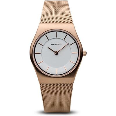 BERING Montre Femme Quartz Analogique Bracelet Acier Inoxydable, blanc, Bracelet BERING Montre Femme Quartz Analogique Bracelet Acier Inoxydable, blanc, Bracelet