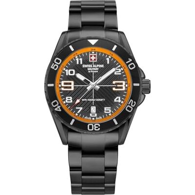 Alpine 7029.1 Montre à quartz analogique pour homme en acier inoxydable, Sw/Sw/Sw-orange 1179sam, Bracelet Alpine 7029.1 Montre à quartz analogique pour homme en acier inoxydable, Sw/Sw/Sw-orange 1179sam, Bracelet