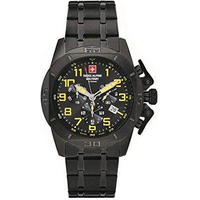 Alpine by Grovana Montre Homme Chronographe 7063 Acier inoxydable 10 ATM, Noir, Bracelet Alpine by Grovana Montre Homme Chronographe 7063 Acier inoxydable 10 ATM, Noir, Bracelet