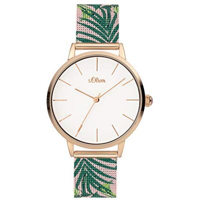 s.Oliver Montre à quartz analogique pour femme avec bracelet en acier inoxydable s.Oliver Montre à quartz analogique pour femme avec bracelet en acier inoxydable