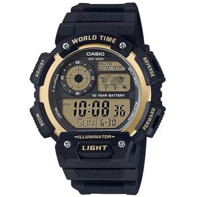 Casio Montre numérique à quartz pour homme avec bracelet en résine, or, Bracelet Casio Montre numérique à quartz pour homme avec bracelet en résine, or, Bracelet
