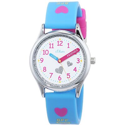 s.Oliver Montre à quartz analogique pour fille avec bracelet en silicone SO-3502-PQ, Bracelet s.Oliver Montre à quartz analogique pour fille avec bracelet en silicone SO-3502-PQ, Bracelet
