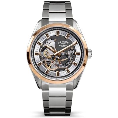Rotary Seamatic Eclipse Montre bracelet en acier inoxydable plaqué argent et or rose Étanche jusqu'à 100 m Rotary Seamatic Eclipse Montre bracelet en acier inoxydable plaqué argent et or rose Étanche jusqu'à 100 m
