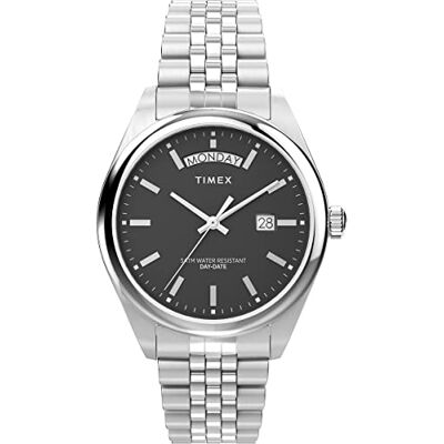 Timex Trend Montre pour hommes, 41 mm, bracelet en acier inoxydable, cadran noir, boîtier en acier inoxydable TW2V67800 Timex Trend Montre pour hommes, 41 mm, bracelet en acier inoxydable, cadran noir, boîtier en acier inoxydable TW2V67800