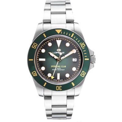 Lorenz Sporting Club 090019CC Montre de sport pour homme Montre à quartz suisse en acier Plongeur jusqu'à 100 mètres Lorenz Sporting Club 090019CC Montre de sport pour homme Montre à quartz suisse en acier Plongeur jusqu'à 100 mètres