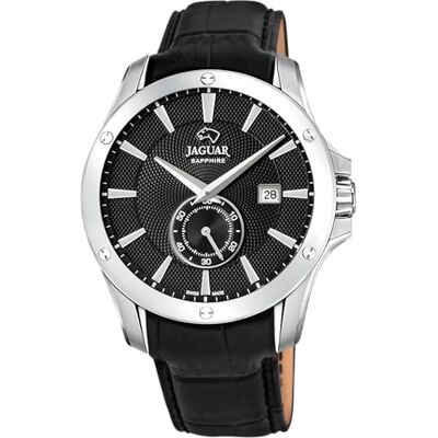 JAGUAR J878/4 Montre de la Collection ACAMAR, boîtier de 44 mm Bracelet en Cuir Noir pour Homme, Noir, Classique JAGUAR J878/4 Montre de la Collection ACAMAR, boîtier de 44 mm Bracelet en Cuir Noir pour Homme, Noir, Classique
