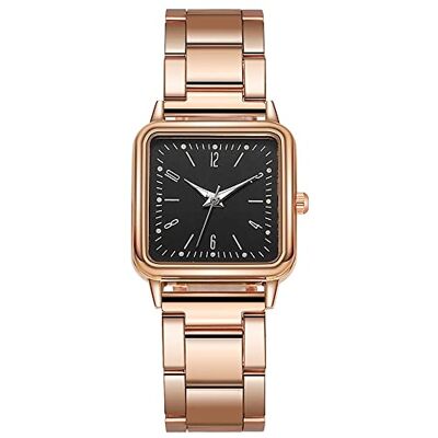 INGRAX Montres Lumineux Dames Montre Simple Or Quartz Montre en Acier Inoxydable Étanche Poignet Or De Luxe Montre Femmes Hommes Carré Femme Montres Hommes, Black, bracelet INGRAX Montres Lumineux Dames Montre Simple Or Quartz Montre en Acier Inoxydable Étanche Poignet Or De Luxe Montre Femmes Hommes Carré Femme Montres Hommes, Black, bracelet