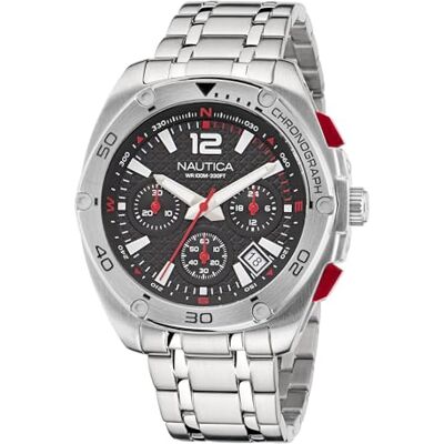Nautica Montre Tin Can Bay pour homme, Argenté/noir/argenté, Moderne Nautica Montre Tin Can Bay pour homme, Argenté/noir/argenté, Moderne