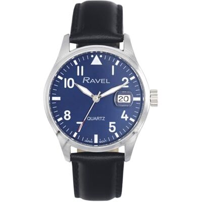 Ravel Plus RPD-01-04 Montre pour homme avec calendrier rond 3 ATM avec verre saphir et cadran soleil analogique japonais 40 mm Ravel Plus RPD-01-04 Montre pour homme avec calendrier rond 3 ATM avec verre saphir et cadran soleil analogique japonais 40 mm