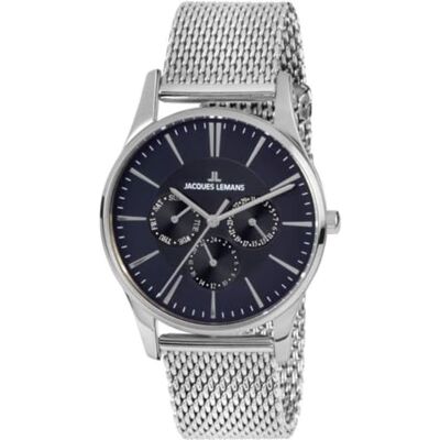 JACQUES LEMANS Montre analogique à quartz unisexe 32016494, bleu, One Size, Bracelet JACQUES LEMANS Montre analogique à quartz unisexe 32016494, bleu, One Size, Bracelet