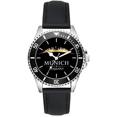 KIESENBERG Montre pour homme Munich Skyline Munich Cadeau analogique à quartz Bracelet en cuir L-21188, argenté, sangle KIESENBERG Montre pour homme Munich Skyline Munich Cadeau analogique à quartz Bracelet en cuir L-21188, argenté, sangle