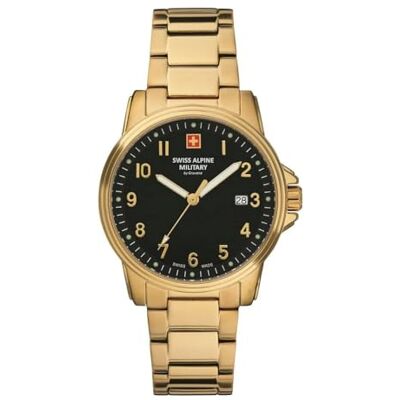 Alpine 7011.1 Montre analogique à quartz en acier inoxydable pour homme, Or/Or/Noir 1117Sam., Bracelet Alpine 7011.1 Montre analogique à quartz en acier inoxydable pour homme, Or/Or/Noir 1117Sam., Bracelet