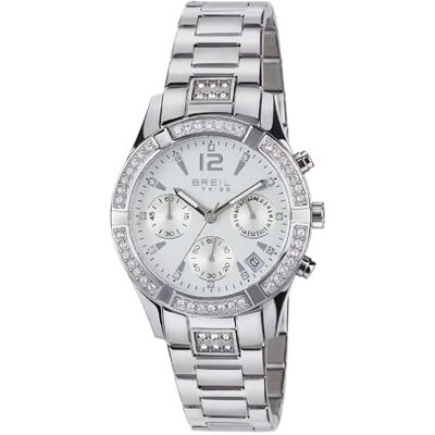 BREIL C'EST Chic Montre Femme Cadran Mono-Blanc Mouvement Chronographe Quartz et Bracelet en Acier Argenté EW0275, Argent/blanc, Moderne BREIL C'EST Chic Montre Femme Cadran Mono-Blanc Mouvement Chronographe Quartz et Bracelet en Acier Argenté EW0275, Argent/blanc, Moderne