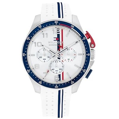 Tommy Hilfiger Montre Chronographe à Quartz pour Homme avec Bracelet en Silicone Tommy Hilfiger Montre Chronographe à Quartz pour Homme avec Bracelet en Silicone