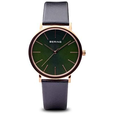 BERING Femmes Analogique Quartz Classic Collection Montre avec Bracelet en Cuir de Veau & Verre Saphir BERING Femmes Analogique Quartz Classic Collection Montre avec Bracelet en Cuir de Veau & Verre Saphir