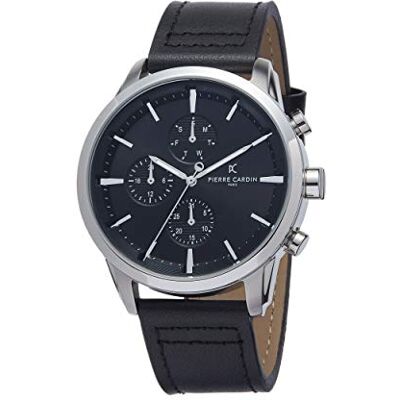 Pierre Cardin Montre Homme Multi-Cadrans Quartz La Gloire Champeret, Noir, bracelet Pierre Cardin Montre Homme Multi-Cadrans Quartz La Gloire Champeret, Noir, bracelet