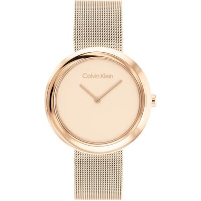 Calvin Montre Analogique à Quartz pour femme avec Bracelet milanais en acier inoxydable couleur or rose clair 25200013 Calvin Montre Analogique à Quartz pour femme avec Bracelet milanais en acier inoxydable couleur or rose clair 25200013